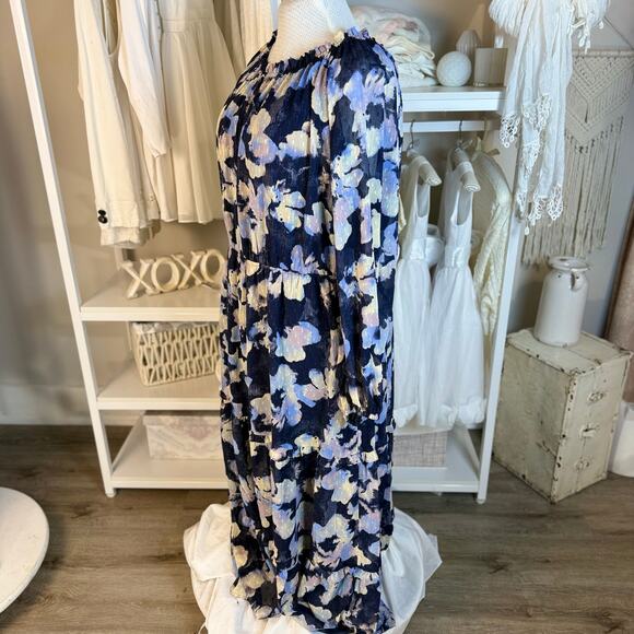 Ava & Viv Women's Size 1X Navy Floral Midi  3588 - Picture 2 of 9